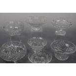 A Stuart crystal bowl 18 cm diameter, an Edinburgh crystal bowl, 20 cm diameter and five others