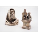 Two contemporary filled silver Jewish sculptures, tested as silver, 12.5 and 13 cm high