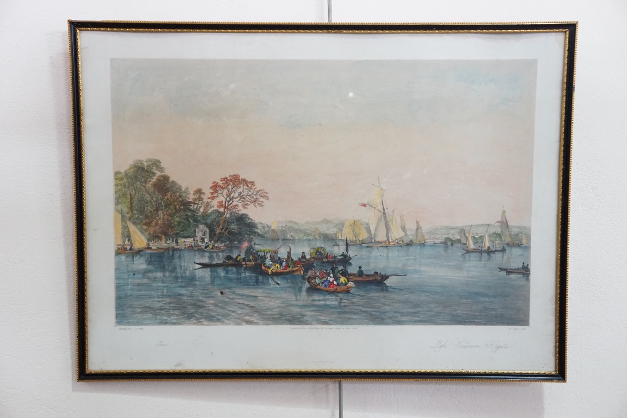 After James Barker Pyne (1800-1870) Lake Windermere Regatta, hand-tinted lithographic print, in