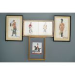 Five military pictures, two framed tiles depicting soldiers of the 13th Dragoons and 2nd Dragoon