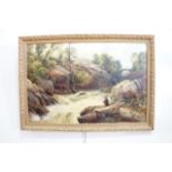 (19th Century) Large scale view of a monumental natural waterway, with large scale boulders and