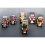 Six ceramic vintage cars