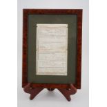 A framed Great War Army Form B2079 Certificate of Discharge