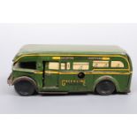 A 1930s Brimtoy no 9/507 tinplate clockwork Greenline coach / bus