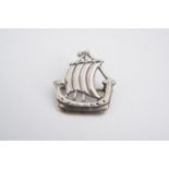 An Iain MacCormick Iona silver brooch in the form of a longship, Birmingham, 1979, 23 mm x 26 mm