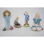 Four Royal Doulton figurines; Alice HN 2158, Make Believe HN 2225, Little Boy Blue HN 2062 and River