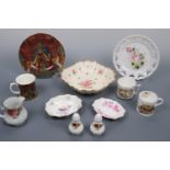 A Ducal bowl, two commemorative cups, a ribbon plate, Paragon cruet set etc