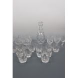 A quantity of glasses including decanter, brandy glasses, small wine glasses etc.