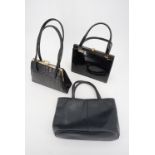Three vintage mid-20th Century handbags, including one by Suzy Smith in navy blue leather