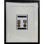 Framed British War and Victory medals to 81474 Pte I A Ogden, RAF