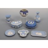 A collection of Wedgwood Jasperware including a Queen Elizabeth II Silver Jubilee trinket pot