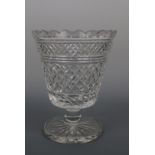 A large fine cut crystal footed vase, 21 cm