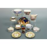 Various ceramics including Minton cup, two Spode heart-shaped lidded boxes, a small Royal Crown