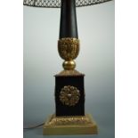 A large contemporary parcel gilt columnar table lamp, 90 cm high