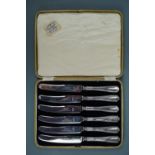 A cased set of 1930s silver-handled tea knives