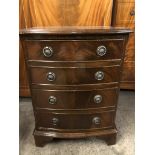 A Georgian style bow-fronted mahogany bedside chest, 52 cm x 42 cm x 72 cm