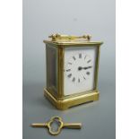 A late 19th / early 20th Century French Carriage clock in corniche case, the movement by EJP, the