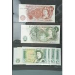Sundry QEII Bank of England notes including a broken short sequential run