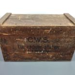 A vintage "CWS Egg Packing Station, Lazonby", wooden crate, 66 × 32 × 38 cm