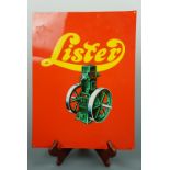 A reproduction Lister Engine tinplate sign