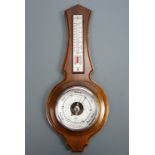 An SB oak banjo barometer, circa 1930s, 41 cm high