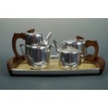 A 1950s Newmaid aluminium alloy tea set and tray