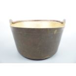 A brass jam pan, 33 cm diameter