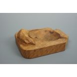 A "Mouseman" Thompson of Kilburn carved oak ashtray, 7.5 cm x 10 cm