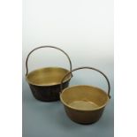 Two brass jam pans