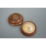 A Regency pocket sundial by Porter, in turned sycamore case with slip lid, the printed rose and