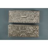 Two contemporary electroplate jewellery boxes, 23 cm x 9 cm