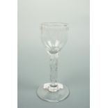 A George III facet-stemmed wine glass, circa 1780, 13 cm, (small rim chip)