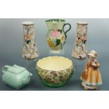 Various ceramics including a pair of Corona Ware Rosetta vases, 24 cm high, together with a Tuscan