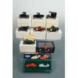 Eight boxed vans including 1931 Ford model A Pickup, 1913, Ford model T Police Paddy Wagon etc.
