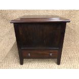 A 1930s mahogany sewing box, 43 cm x 43 cm x 44 cm