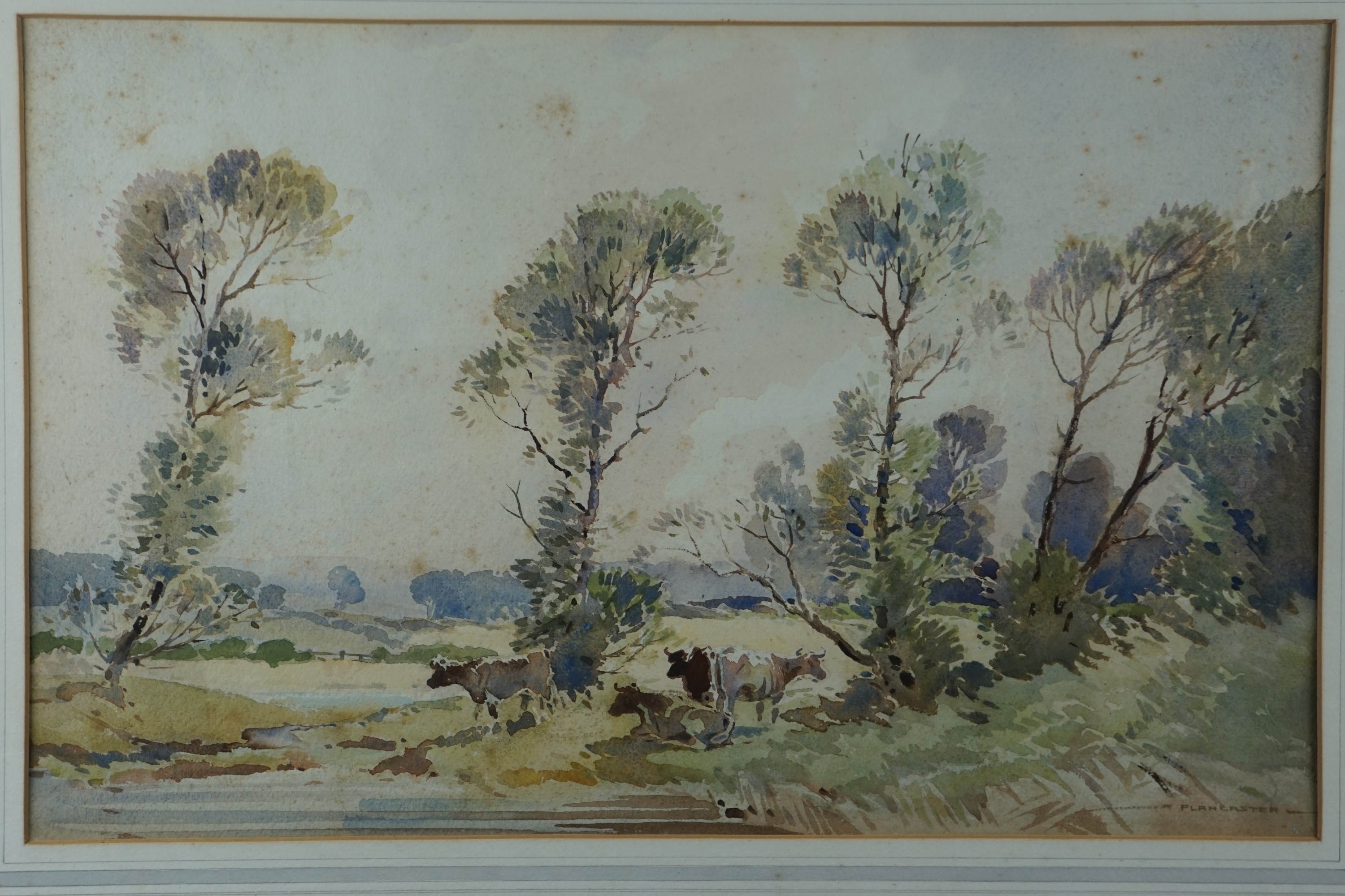 Percy Lancaster RI RBA ARE (1878-1951), Hazy landscape view dominated by four lofty trees and a - Image 2 of 2