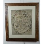 A Georgian needlework sampler map of England and Wales being the work of Mary Glover, aged 8,