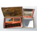 A group of Victorian magic lantern polychrome humorous strip slides and a small group of largely