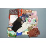 A quantity of ladies' vintage scarves and gloves