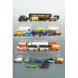 Matchbox and Dinky cars, vans and wagons including a Walkers Crisps van and Eddie Stobart wagon