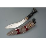 A 2nd King Edward VII's Own Gurkha Rifles dress kukri in white metal (tested as silver) mounted