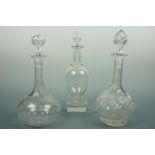 Three Victorian glass wine decanters