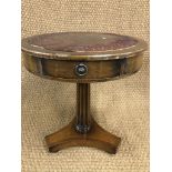 A reproduction Regency style drum-top occasional table, 52 cm x 56 cm