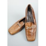 A lady's pair of unworn Jones Bootmaker's brown leather loafers, size 41 / 7.5