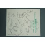 A 1970s Hibernian Football Club team autograph group on letterheaded paper