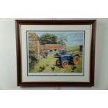 A Farmyard Fordson print by Trevor Mitchell, 58 × 50 cm