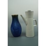 A Bourne Denby vase, 27 cm high and a Denby coffee pot, 31 cm high