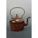 A copper kettle, 26 cm high