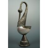 A South Asian electroplate and shell bird, 37 cm high
