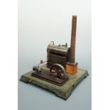 A Bing horizontal live steam engine, 24 cm x 24 cm